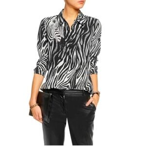 NEW! Equipment button down silk blouse with zebra design!